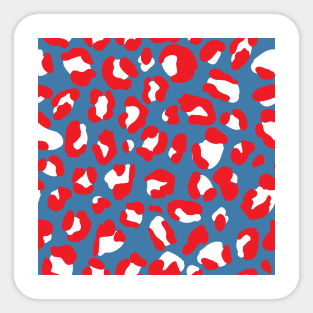 Red White and Blue Leopard Print Sticker